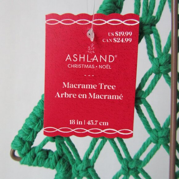 Ashland Macrame Green Christmas Tree With 20 Mini Glitter Glass Ornaments NWT - Picture 11 of 14